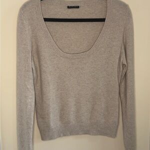 Sisley Cashmere and Merino Woolf Light Gray Scoop Neck Sweater